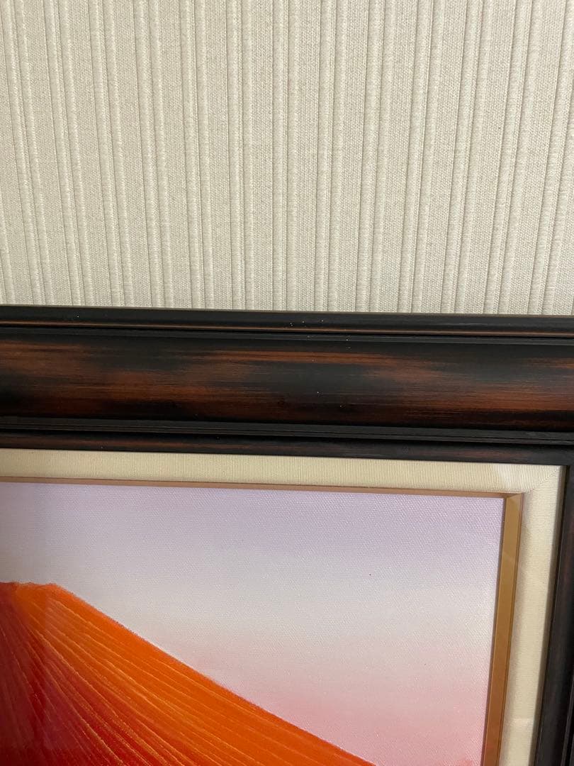 美品 徳田春邦「赤富士」油彩画 油絵 直筆サイン入り 富士山 縁起物 開運