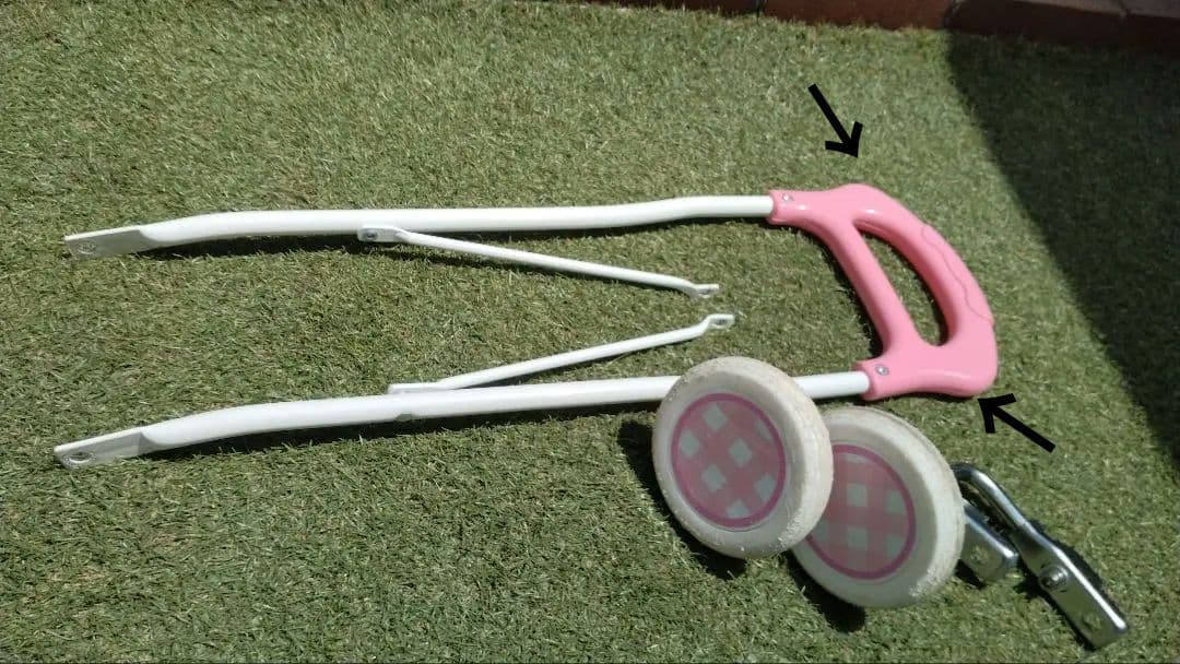 あさひサイクル　メゾピアノ　１６インチ自転車　スタンド補助輪、舵取りハンドル付き