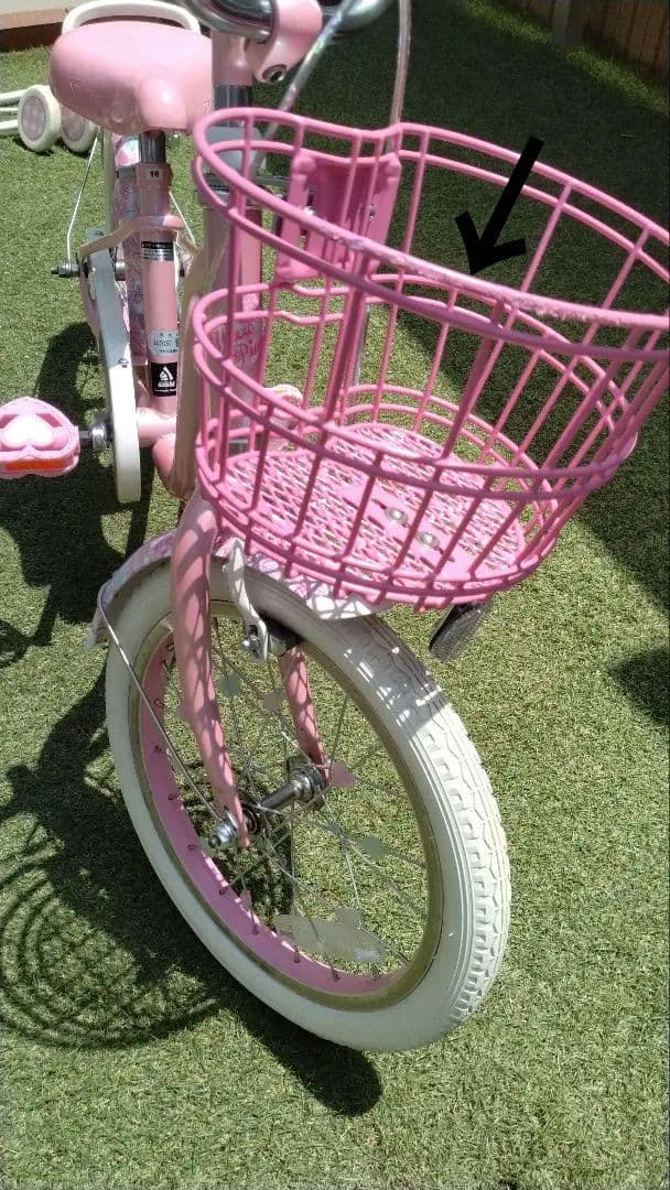 あさひサイクル　メゾピアノ　１６インチ自転車　スタンド補助輪、舵取りハンドル付き