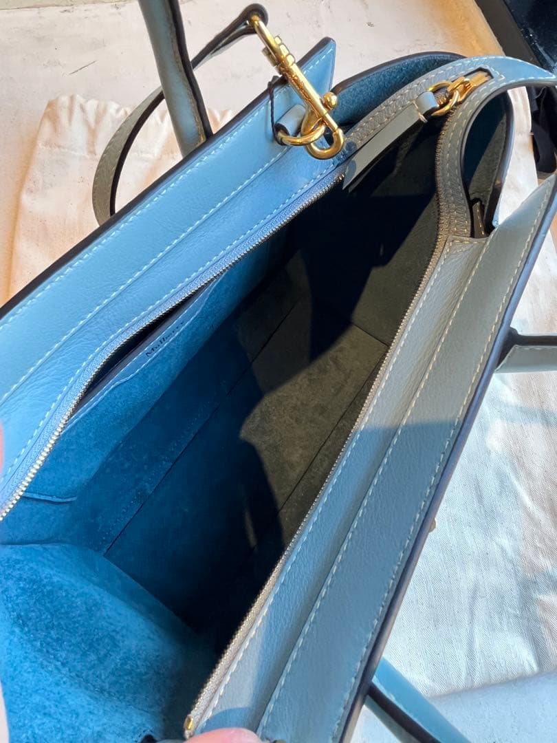 【新品未使用】マルベリー　ミニ ジップド ベイズウォーター　ポプリンブルー