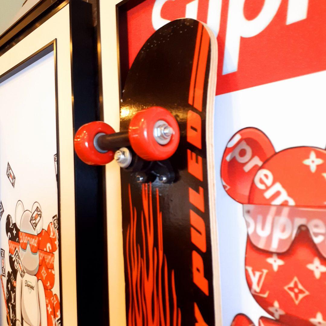 スケボーフィギア付　Louis Vuitton　Supreme　3Dアートパネル