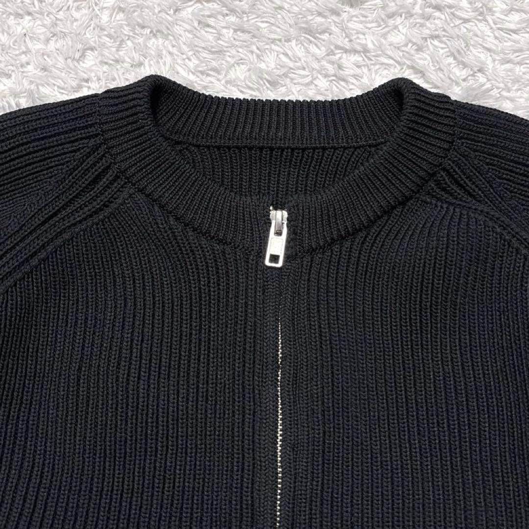 美品✨レインメーカー ドライバーズニット リブ編みニット ジップアップ 黒 46