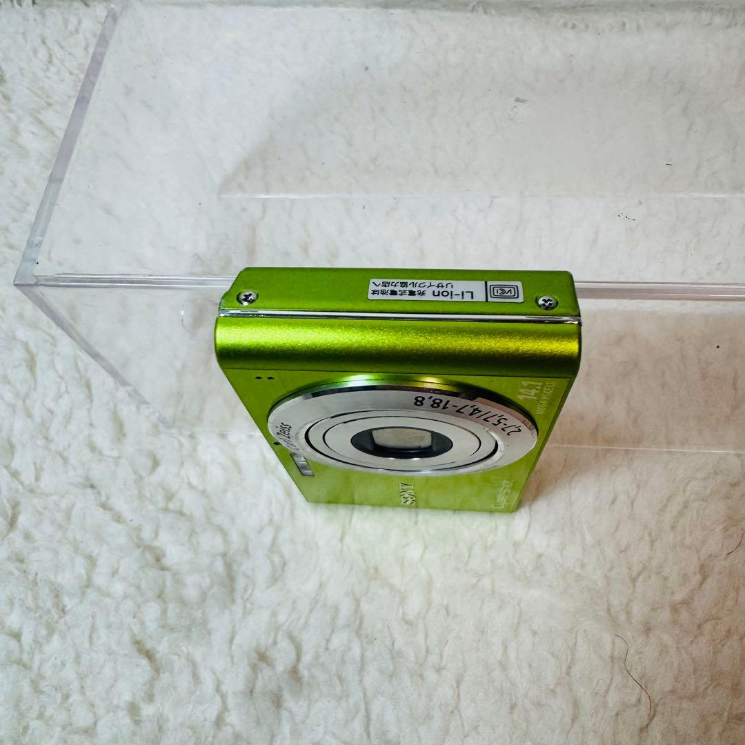 美品✨ソニー DSC-W320 ライムグリーン 動作確認済みバッテリー 他付属