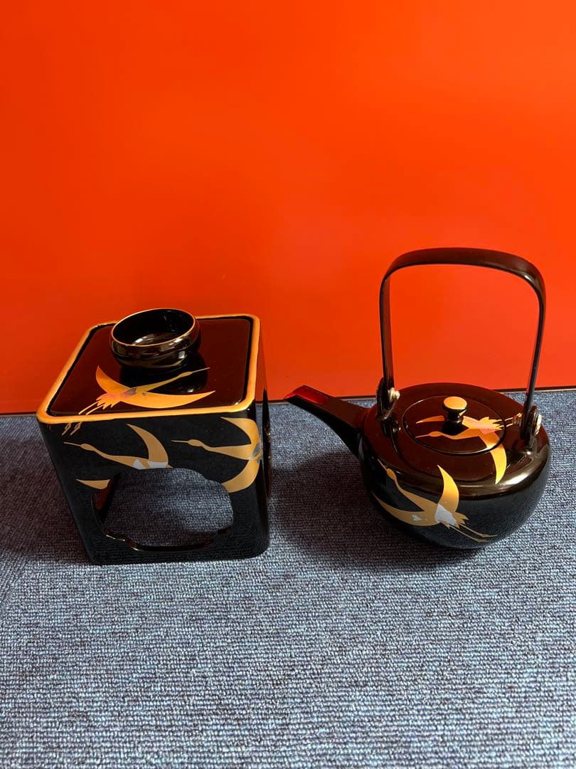 1122 屠蘇器　輪島型　四ツ揃　千羽鶴　金彩　未使用