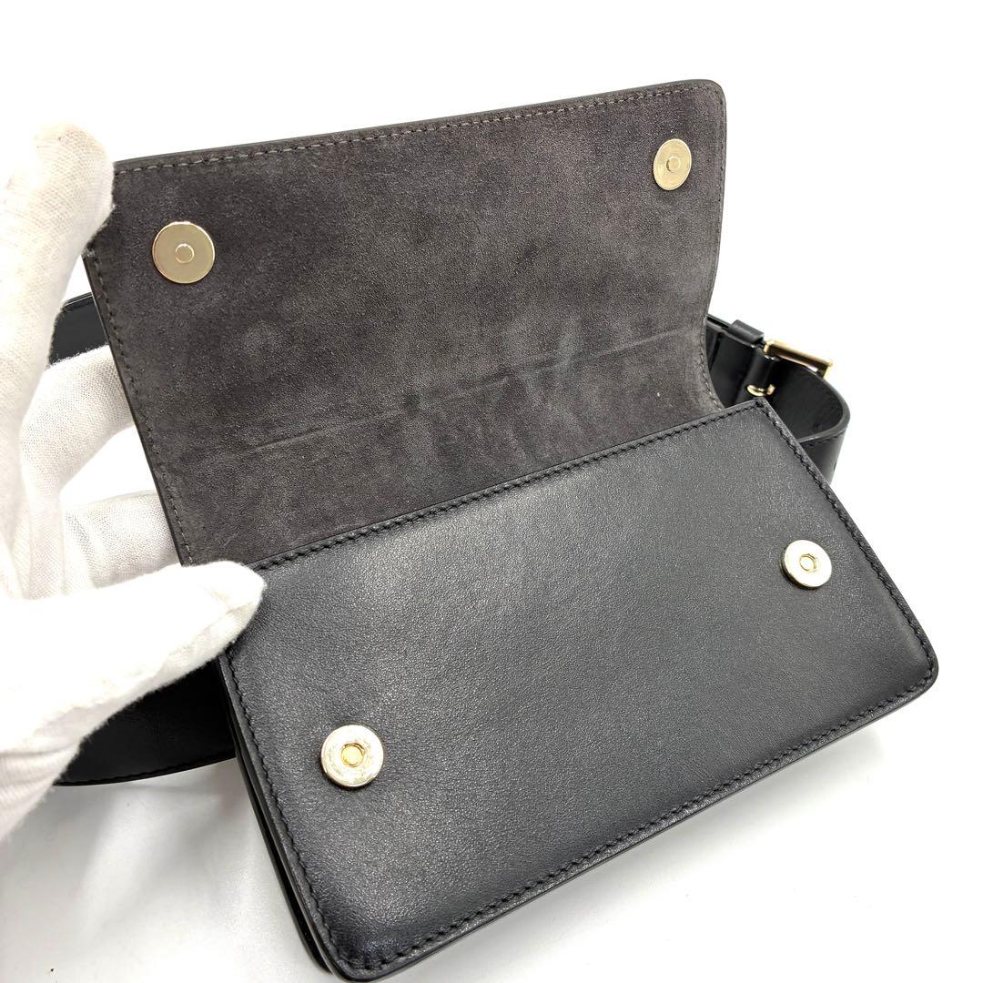 【極美品】ジミーチュウ デカロゴ ボディバッグ ウエストバッグ 正規品 ブラック