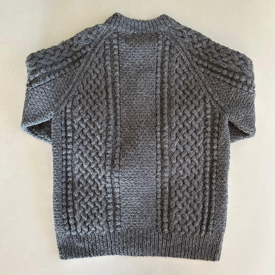 INVERALLAN 4A ARAN CARDIGAN茶タグ　グレー