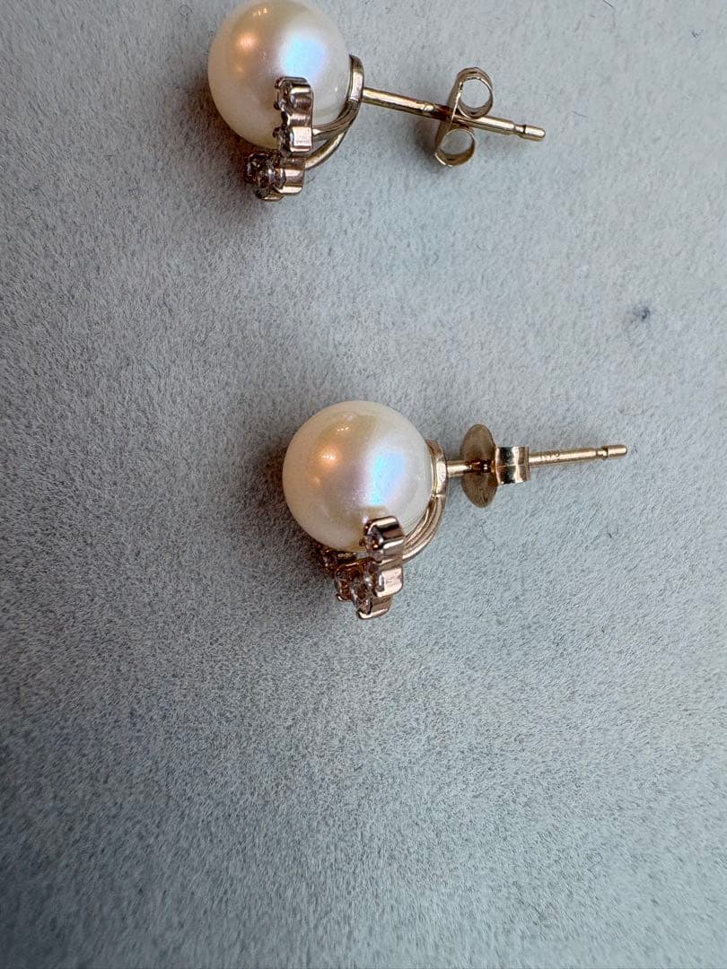 アガット（agate) K10淡水パール・ジルコニア ピアス