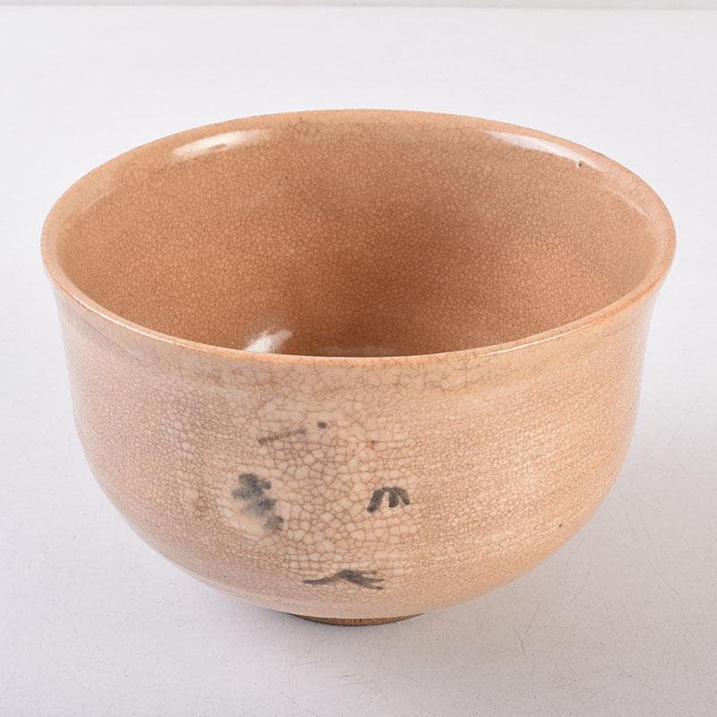 茶道具　二代　真清水蔵六作　立鶴文　茶碗　共布　三代　蔵六識箱　C　R9029