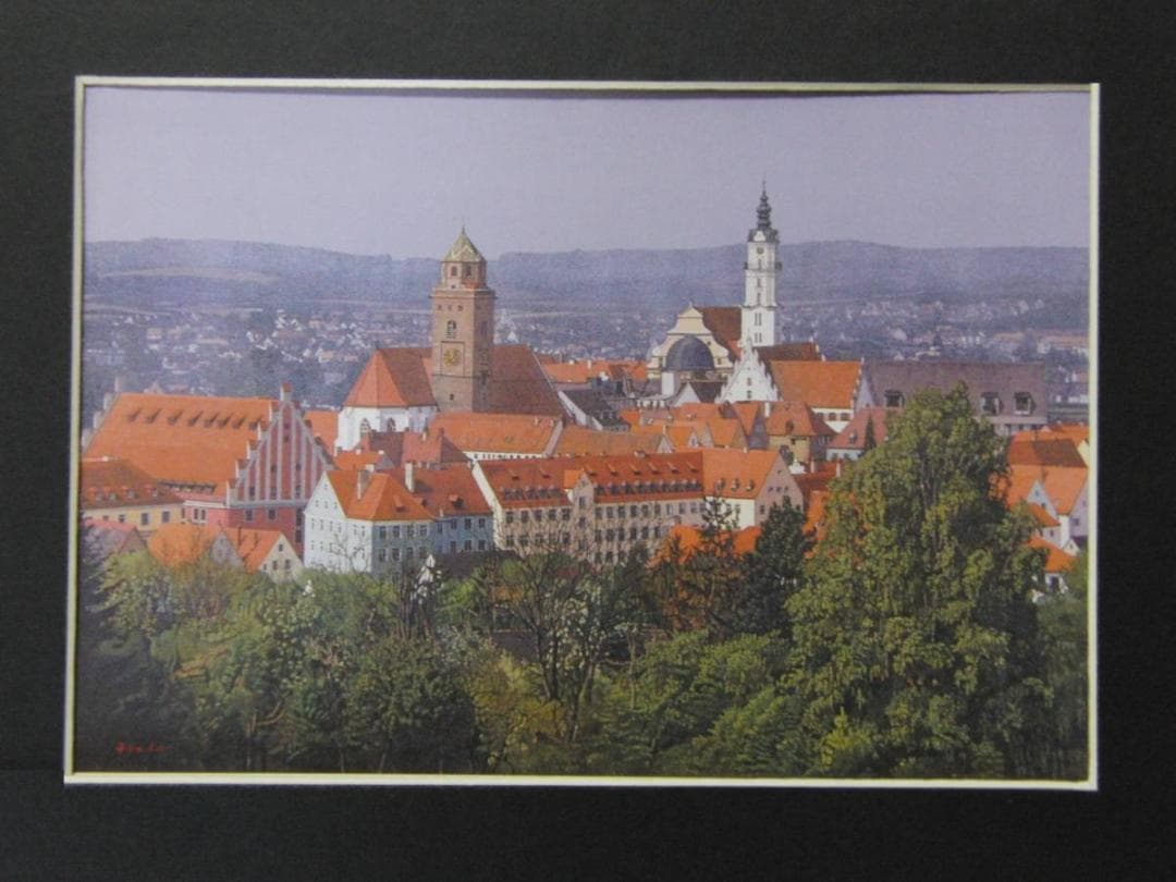 羽田裕、【五月のドナウヴェルト】、希少な画集画、新品高級額・額装付