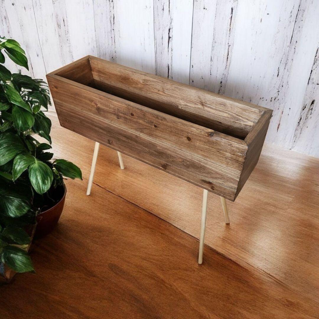 スタイリッシュな/古材風/プランタースタンド/フラワースタンド/ウォルナット