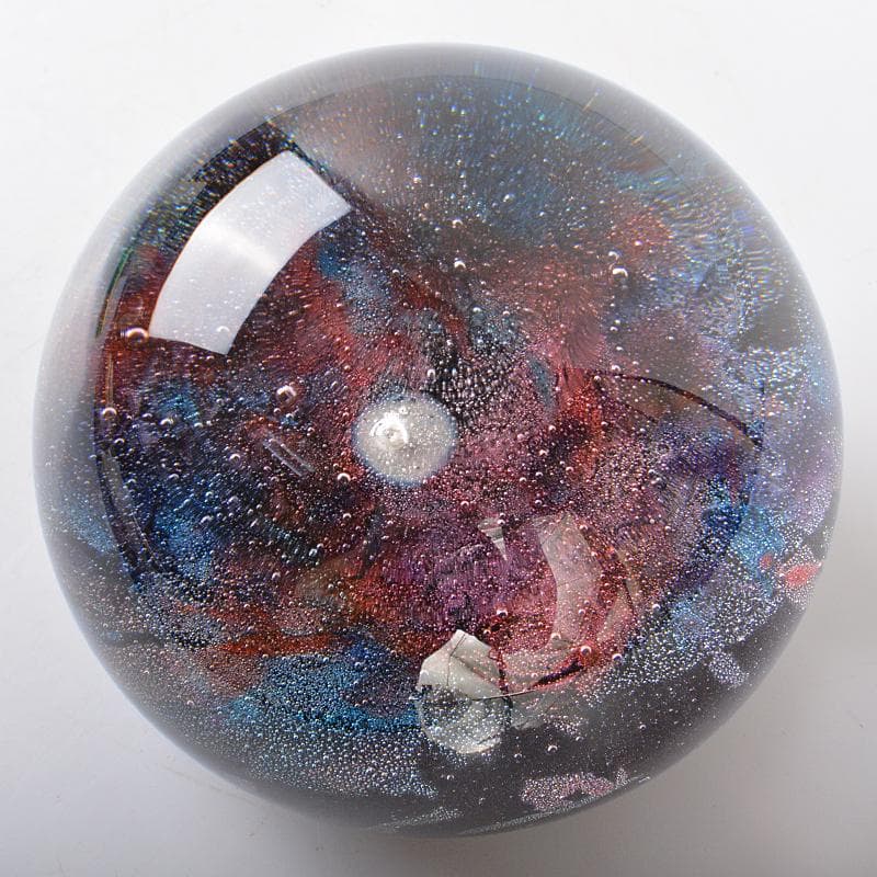 工芸ガラス　ガラス作家　戸田晶子作　吹きガラス　エナメル絵付　置物　VR6826