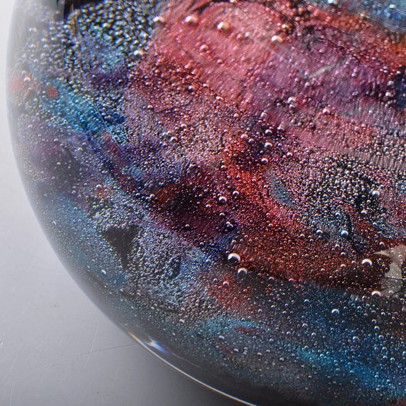 工芸ガラス　ガラス作家　戸田晶子作　吹きガラス　エナメル絵付　置物　VR6826