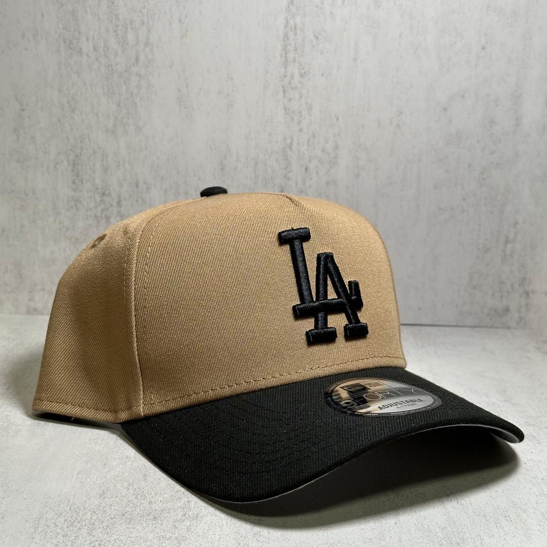 【海外限定】 ドジャース 9FORTY ライトブラウン&ブラック キャップ ①