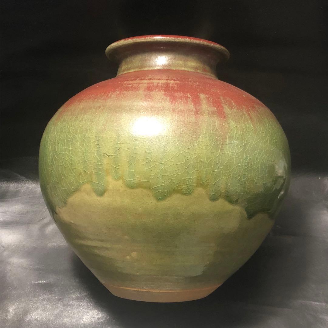 究極の古美術◾️蔵から美しく赤く色付いた梅の様なステキな壺、壷、花瓶が出てきました