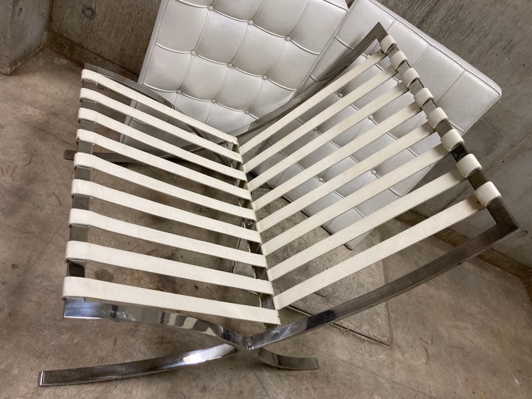 定価160万! 名作 良品 正規Knoll 白 バルセロナ チェア②オットマン