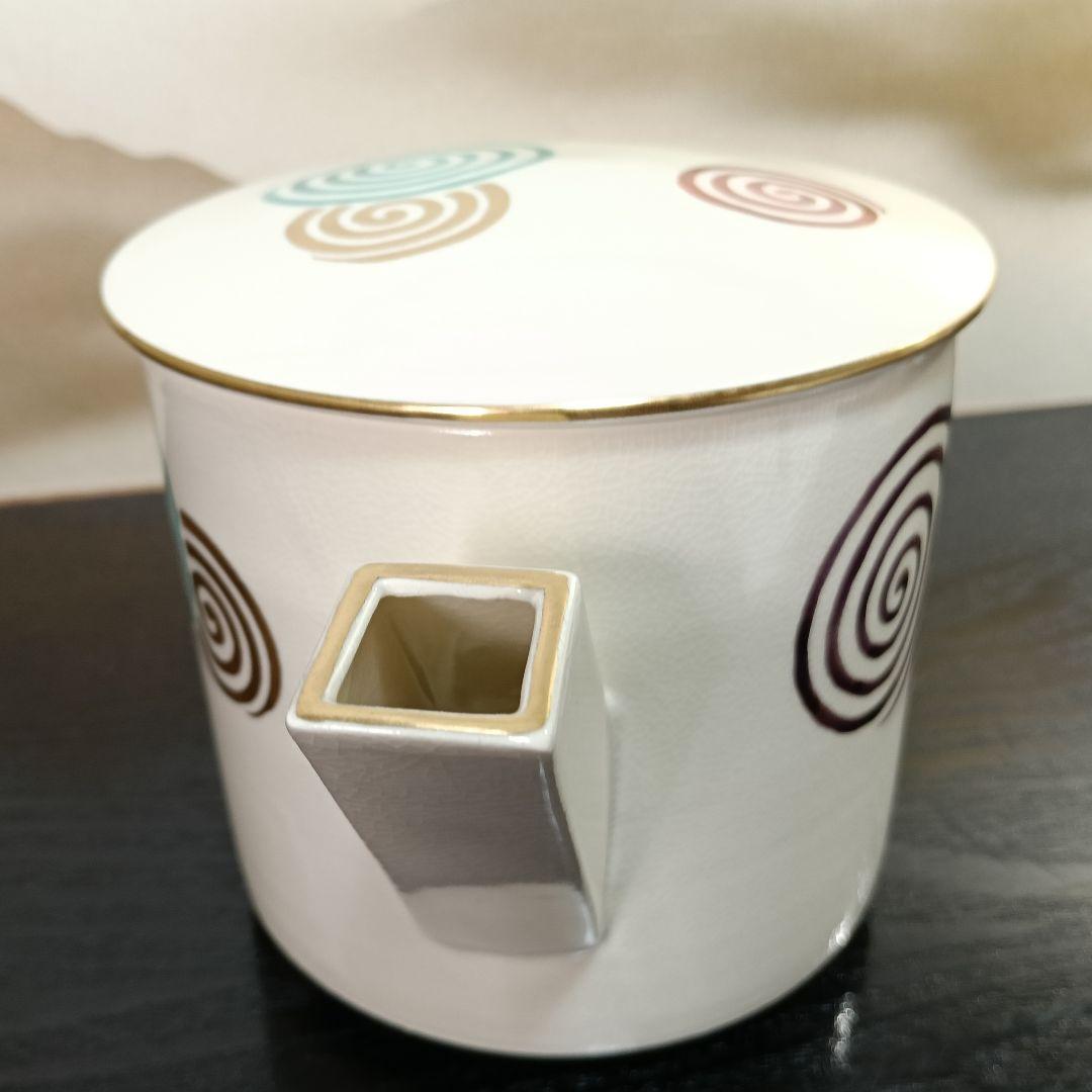 AN75 橋本城岳造 水次 金彩色絵 渦巻文 共箱共布陶歴 外側 未使用 茶道具