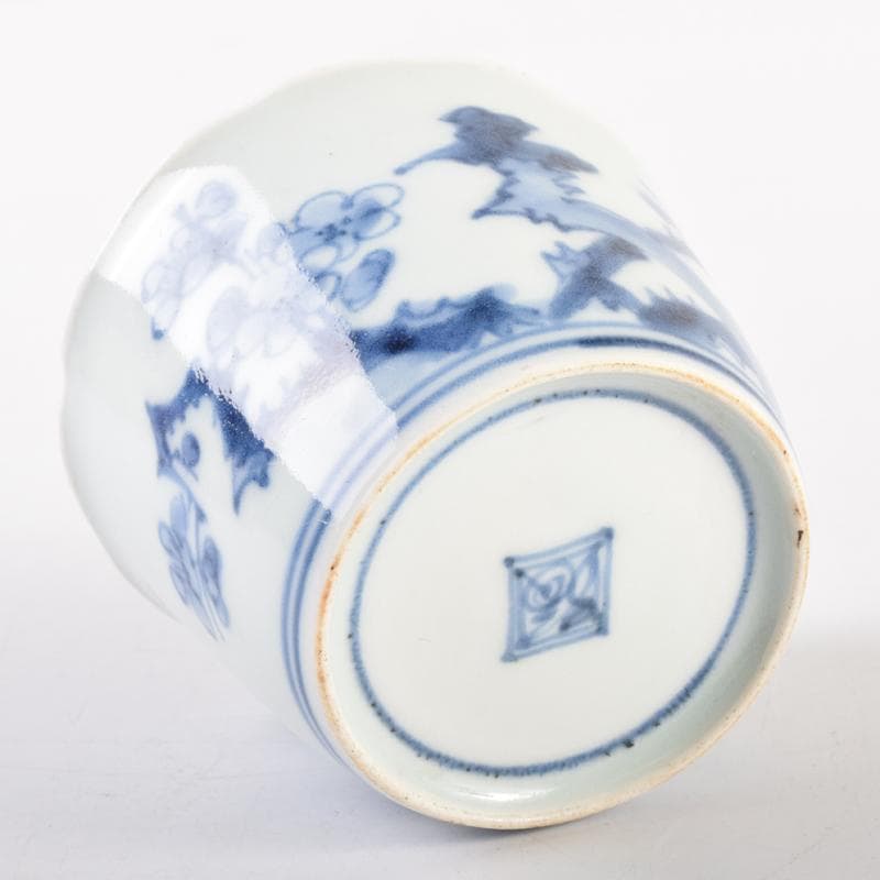 伊万里焼　染付　角福柿右衛門様式　松竹梅文　猪口　時代箱付　C　6969