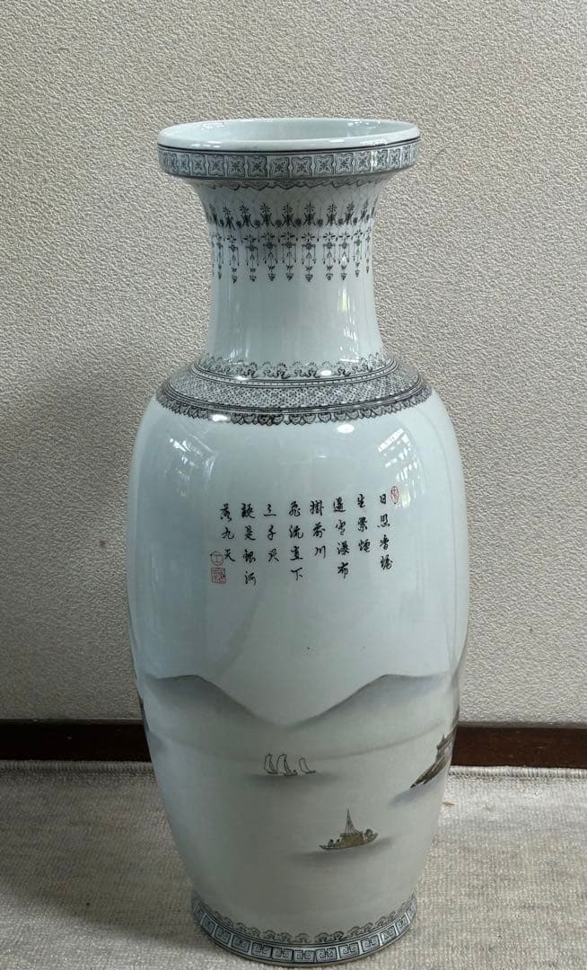 中国　景徳鎮製　山水　大瓶　送料込み0730