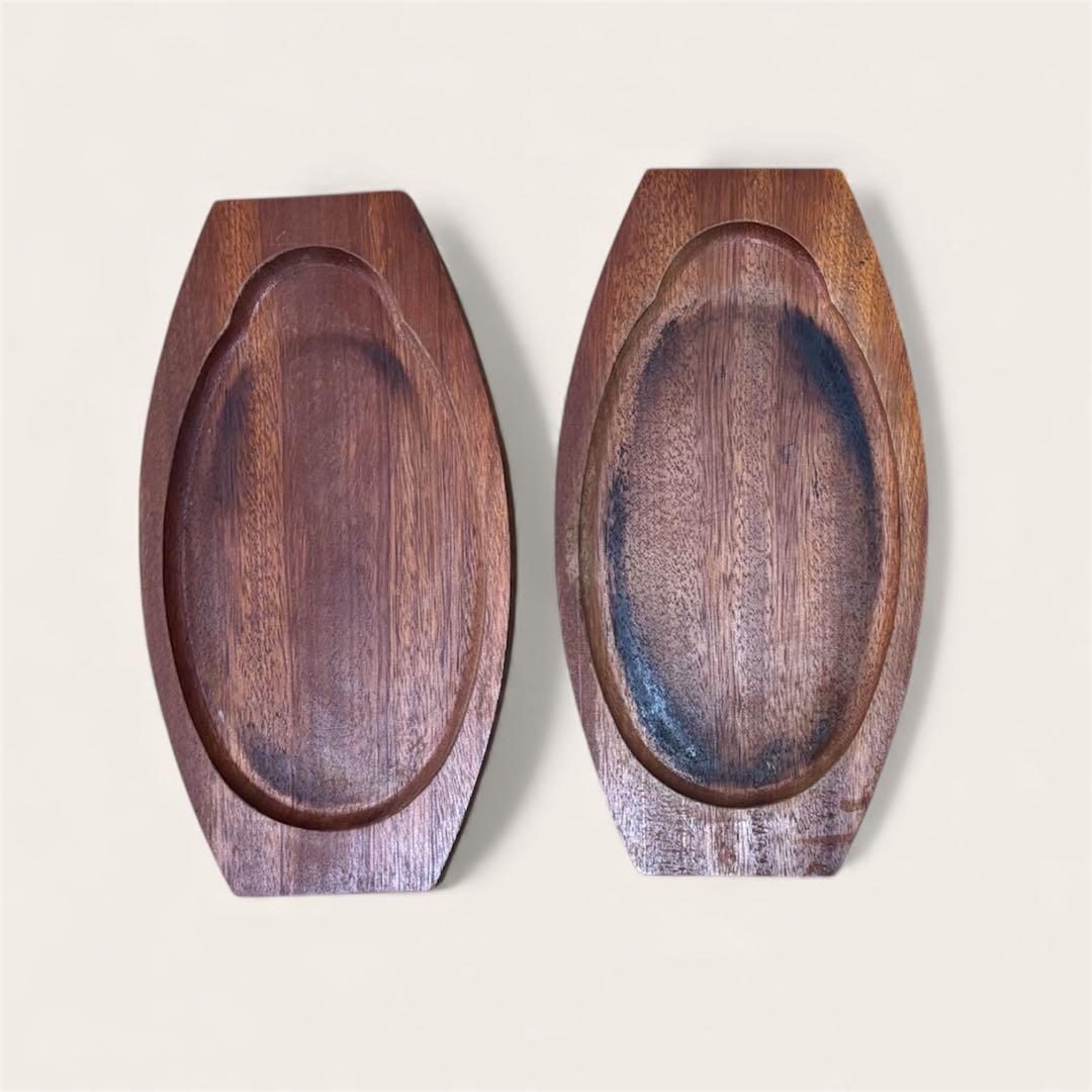 鉄皿 《 ステーキ皿と木製トレイの8セット ＆ トング2個 》 匿名配送