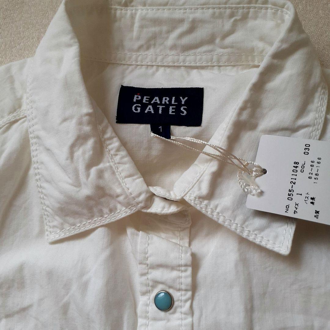 【未使用 タグ付き】 パーリーゲイツ　半袖 シャツ　レディース ゴルフウェア　白
