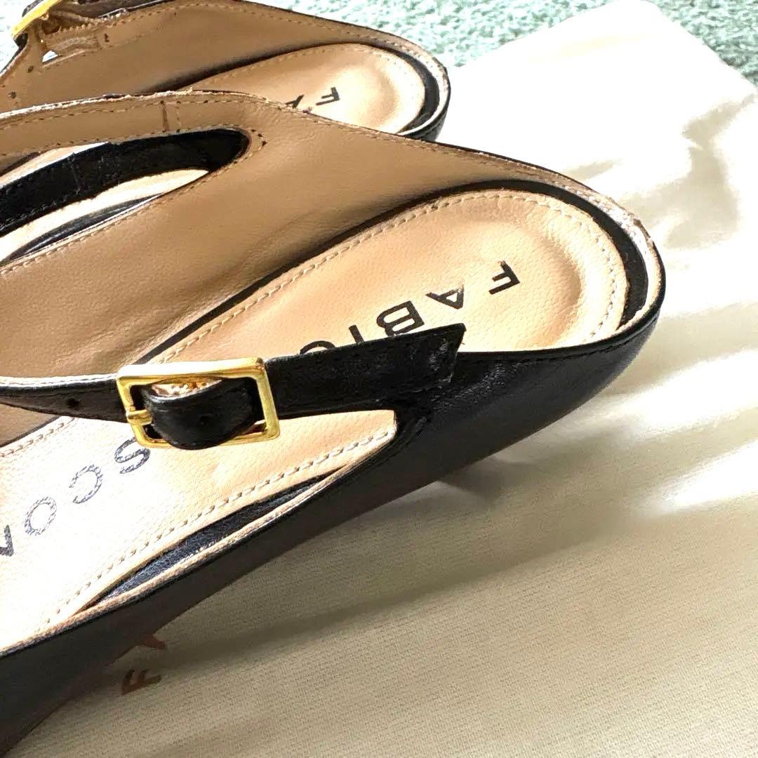 美品【FABIO RUSCONI】黒ストラップミュール 35 1/2