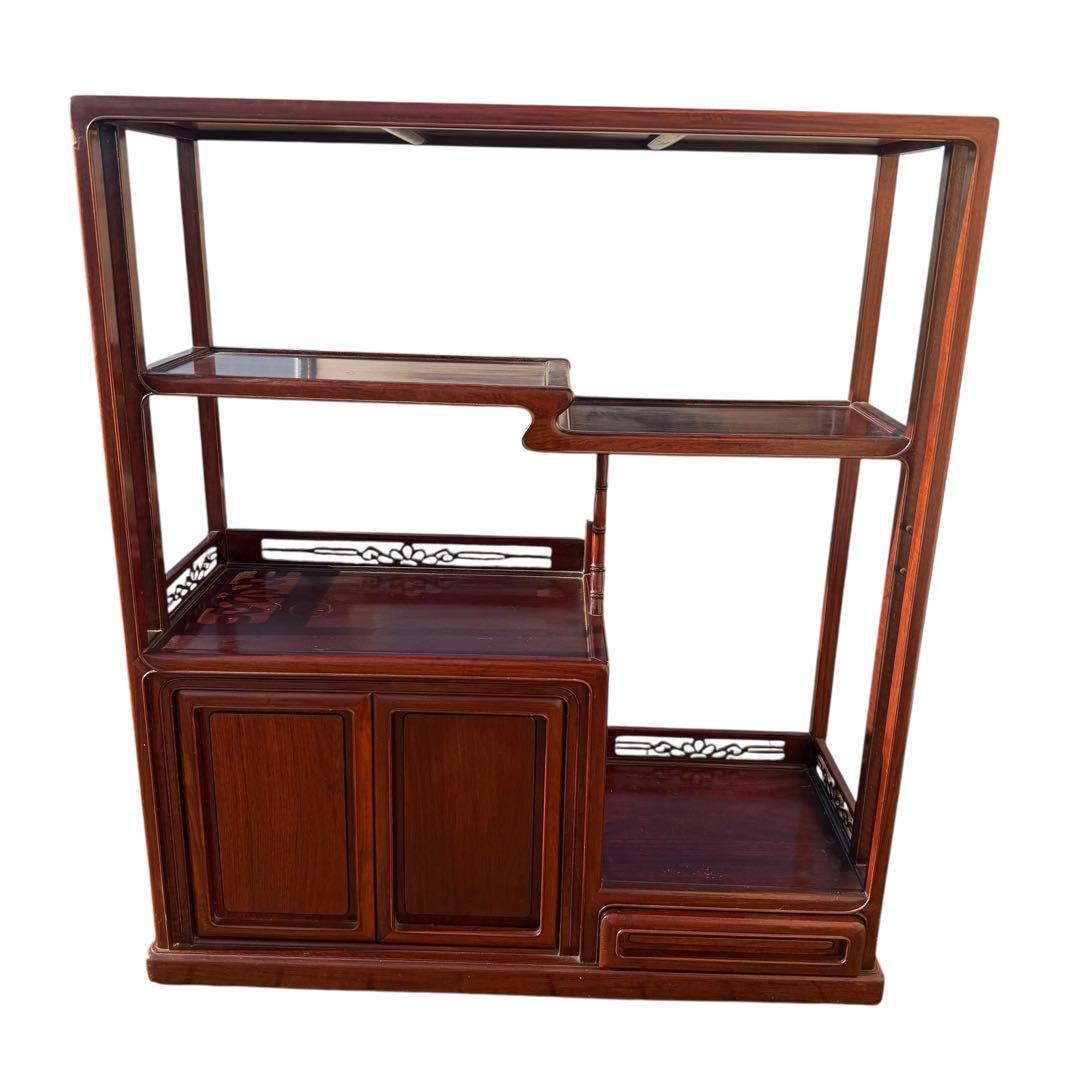 唐木家具 飾り棚 和モダン 違い棚 収納付き 昭和レトロ
