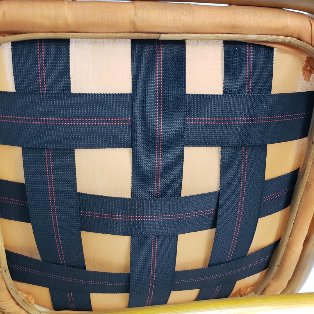 ラタン　座椅子　レトロ　木製ビーズ付き　希少