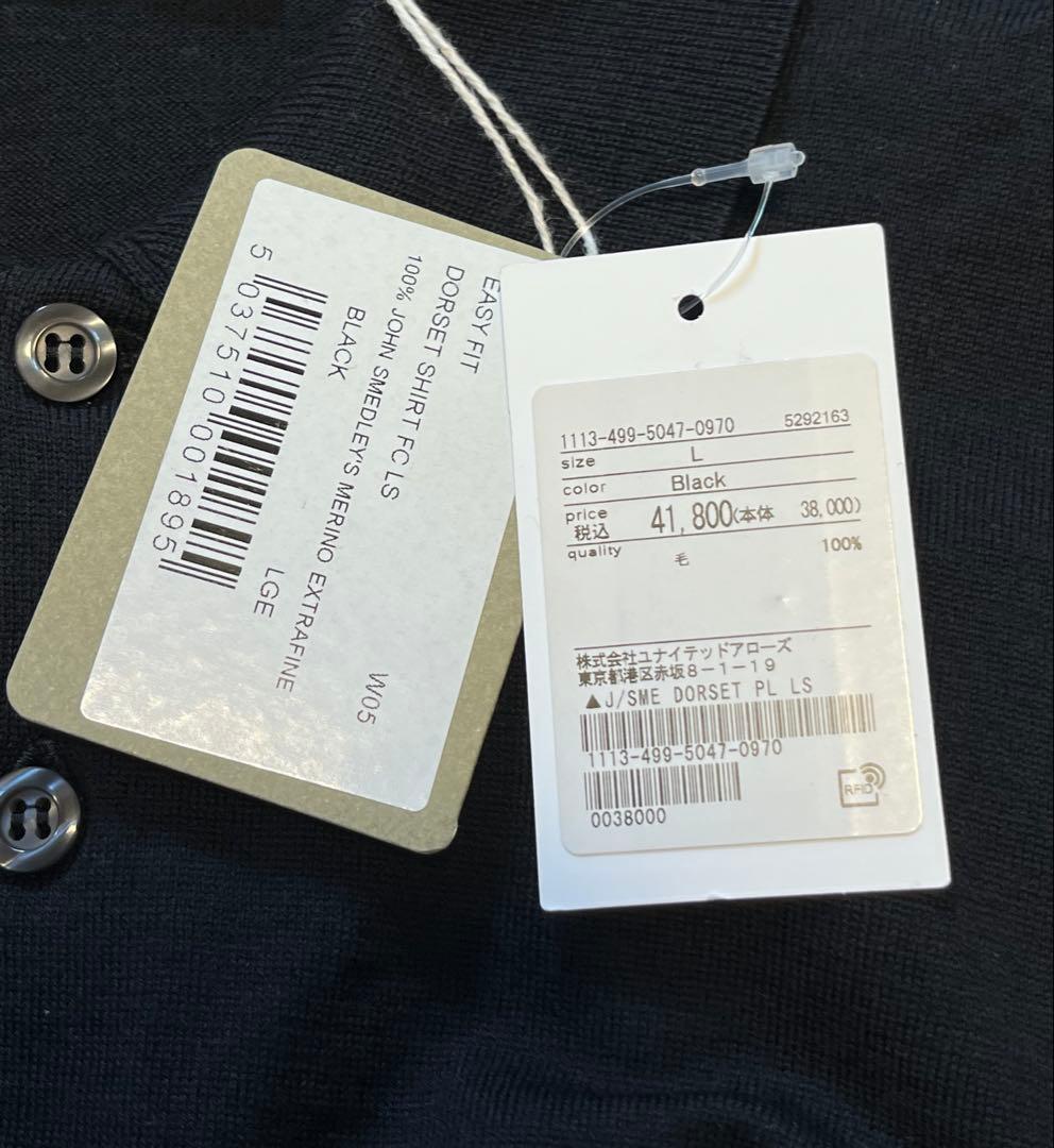 【新品】JOHN SMEDLEY DORSET メリノウールポロ ブラック系　L
