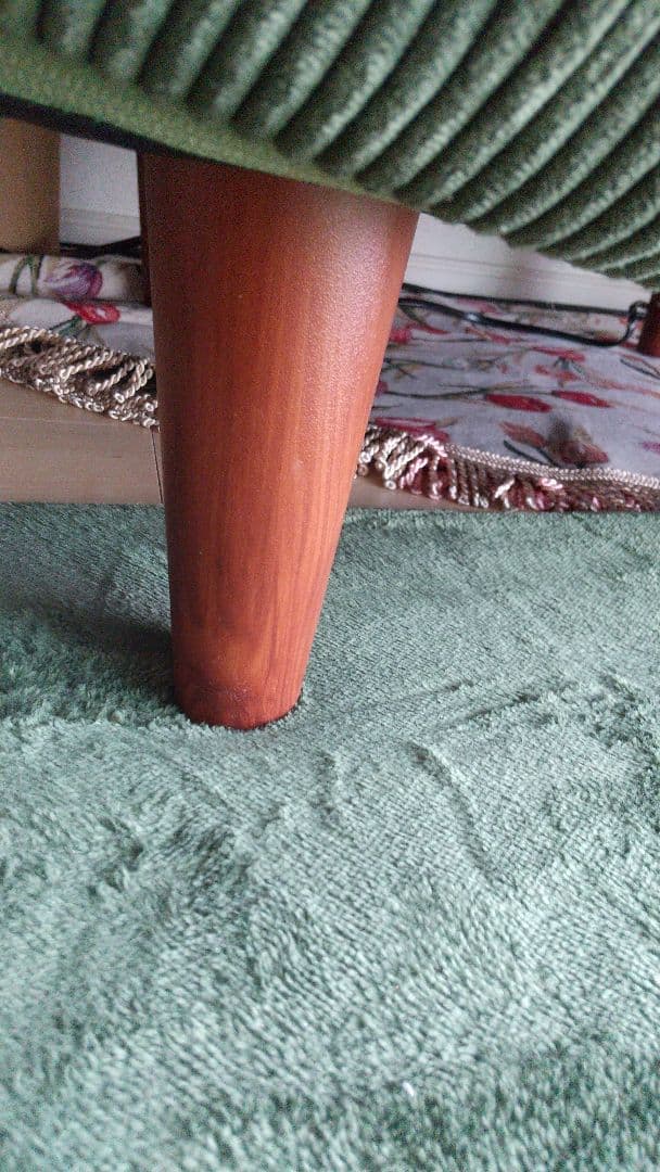 【送料込】グリーン リクライニングソファ 角度調整、脚取り外し可能