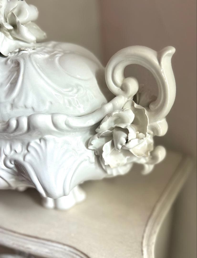 【希少特価】 フランス　アンティーク　ジャルディニエール　陶器製　蓋付き