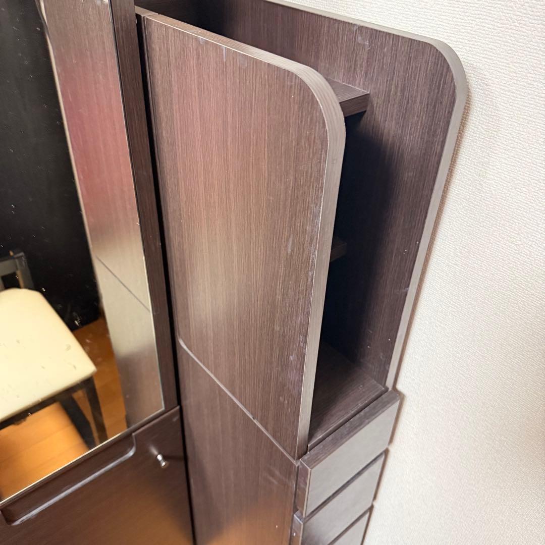 ニトリ ドレッサー 三面鏡タイプ＆スツール付き ✩.*˚ ダークブラウン