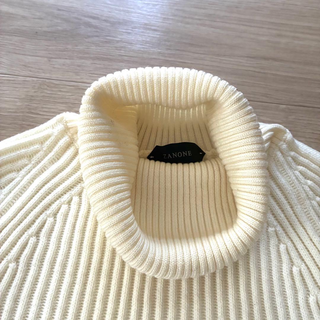 ZANONE／リブウールタートルネックニット／size 46