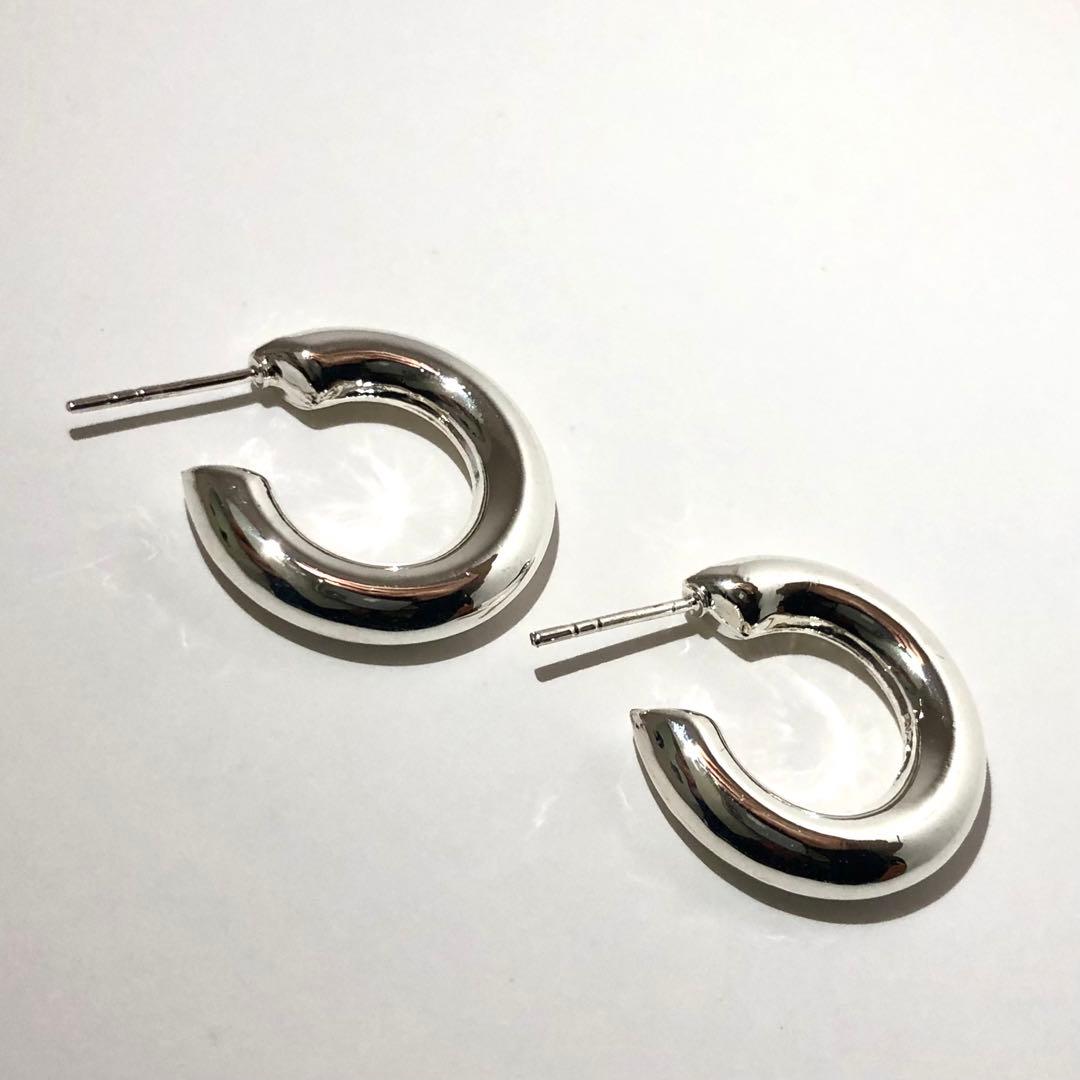 1001 シルバー　925 SILVER フープピアス　刻印　両耳　布袋付