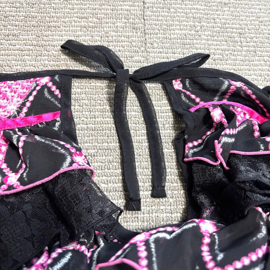 MARSおリボンダイヤ柄Sugar Glossフリル付キャミソール 黒/ピンク