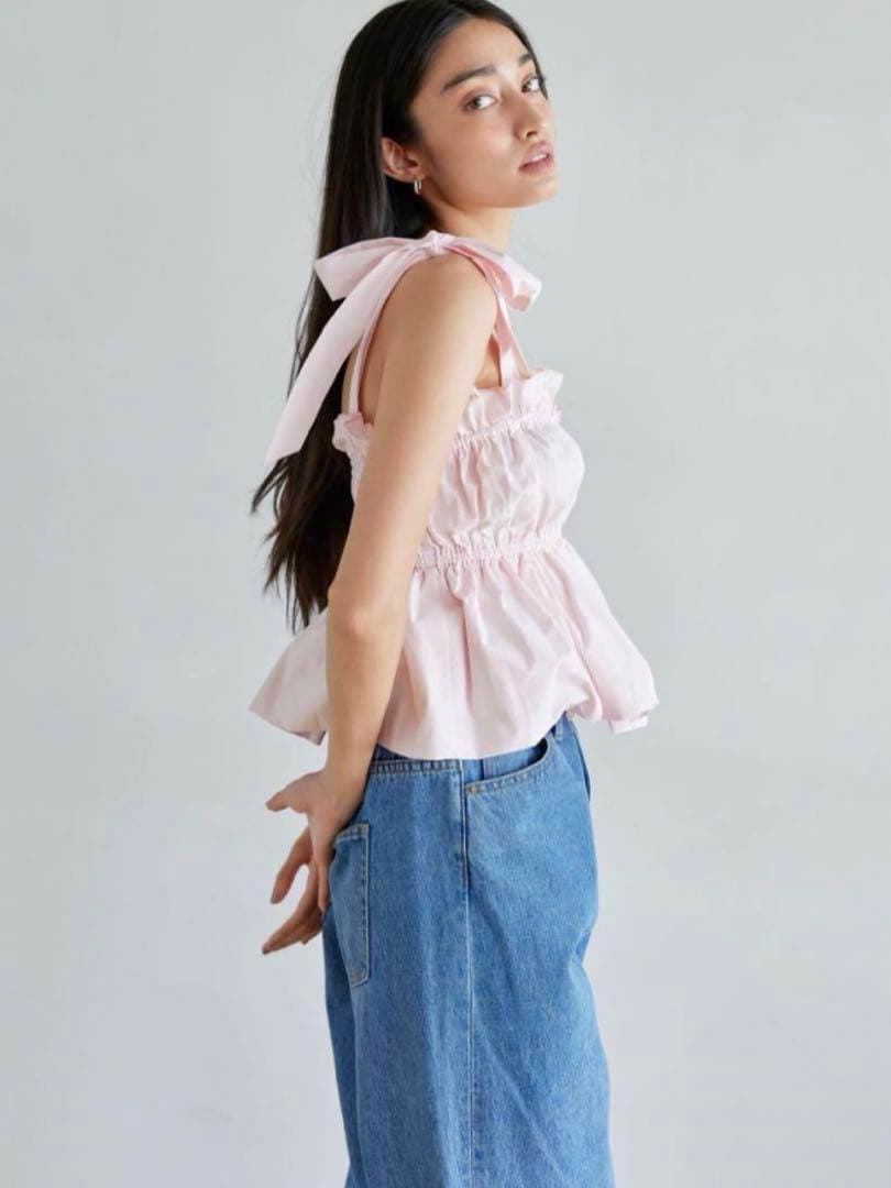 Searoomlynn CottonバルーンRibbonビスチェ シェルピンク