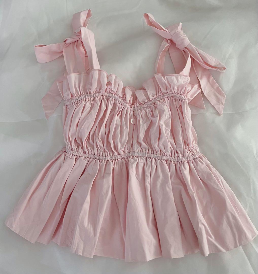 Searoomlynn CottonバルーンRibbonビスチェ シェルピンク