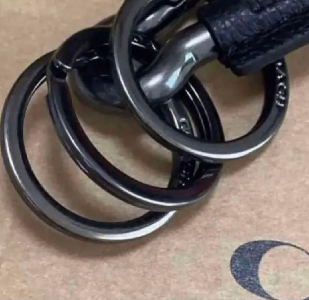 紙袋＆箱付 コーチ　カラビナ　キーリング　キーホルダー　ブラック