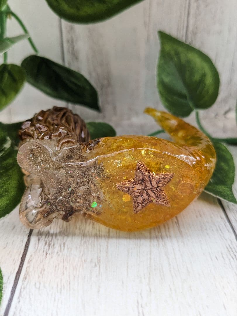 【まゆ】シトリン✕イエロークラック水晶のマーメイド形オルゴナイト☆他４点