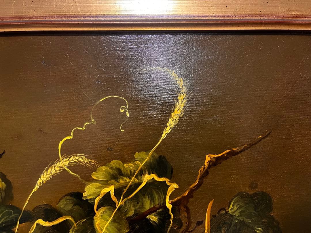 果物と花の静物画 油彩画　油絵