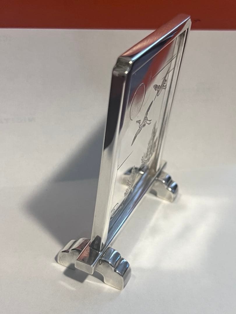 銀製小型の飾り一曲屏風