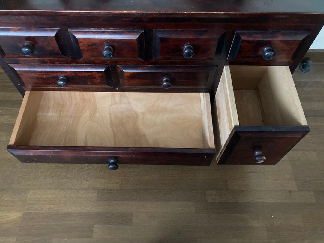 九州民芸家具　木製ダークブラウンドレッサー・鏡台