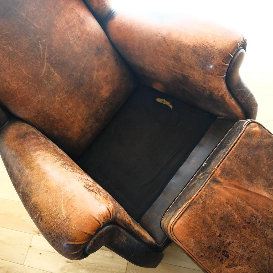 ブラウンレザー 1人掛けソファ