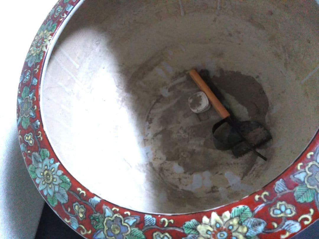 伊万里焼 安藤広重 東海道五拾三次窓絵 十錦手 火鉢 /骨董/台座付き