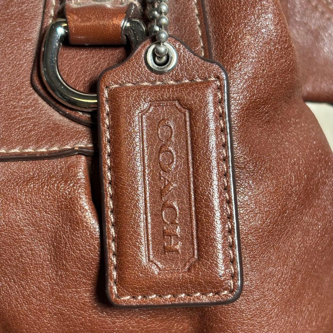 COACHコーチ✨レザー ハンドバッグ ブラウン茶 サイドフック形状変化　y2k