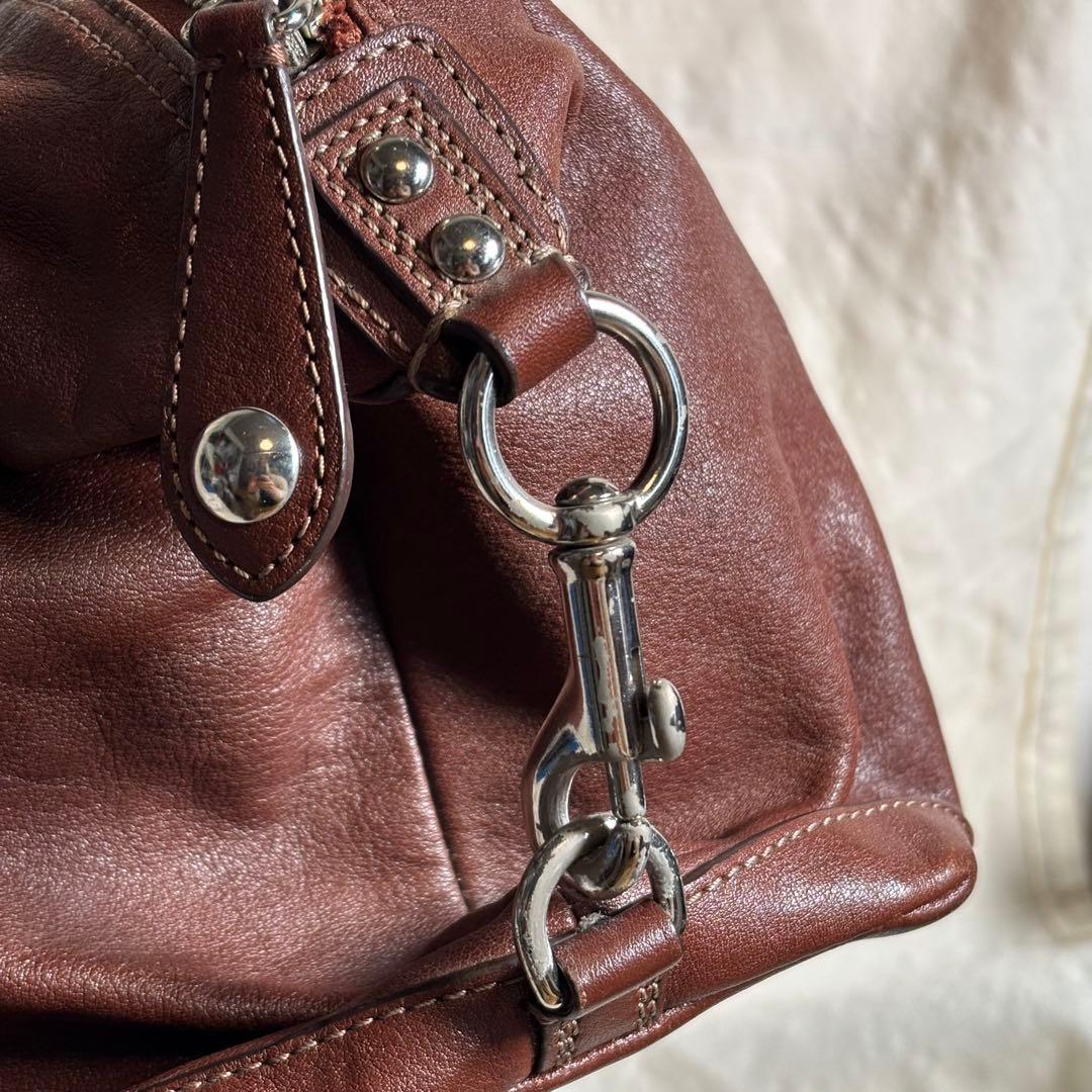 COACHコーチ✨レザー ハンドバッグ ブラウン茶 サイドフック形状変化　y2k