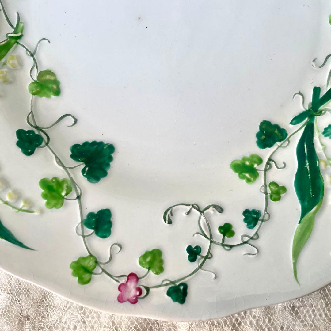 クレイユモントローFlora MuguetすずらんプレートBフランスアンティーク