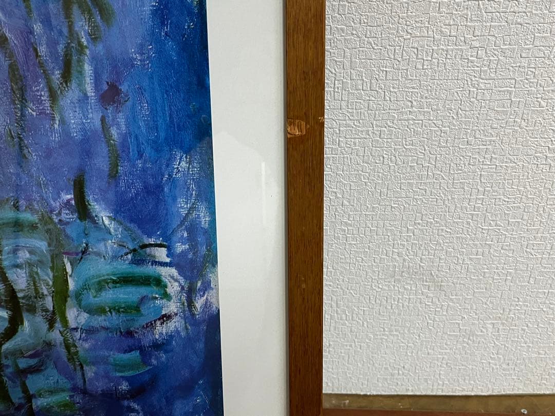 モネ　水蓮 木製額　額約53cm✖︎約104 cm