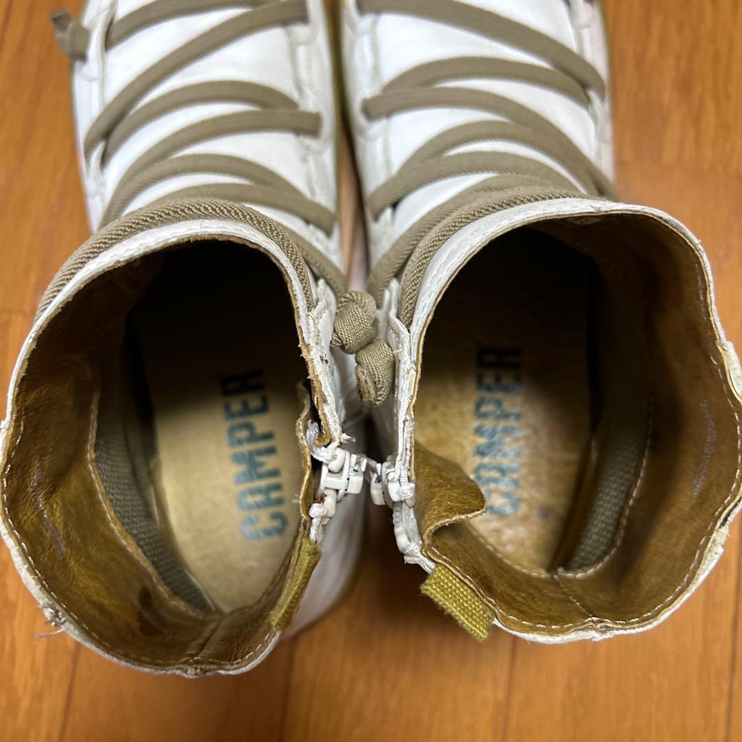 最後の値下げ！CAMPER ホワイトレザー ハイカットブーツ