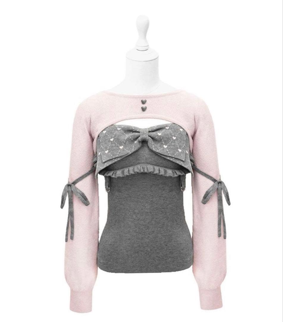 HONEYMEW ビッグリボンガーター風アンサンブルトップス ハニーミュウ