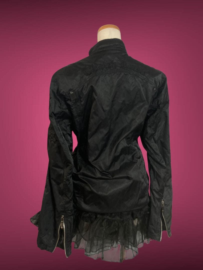 y2k刺繍ドクロ英字フェアリーグランジライダースパンクロックミリタリー黒ゴシック